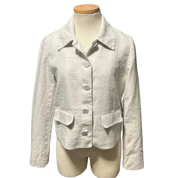 The Drop Linen Cropped Jacket
Blazer Natural Oatmeal Button
Front Size M - Picture 2 of 11